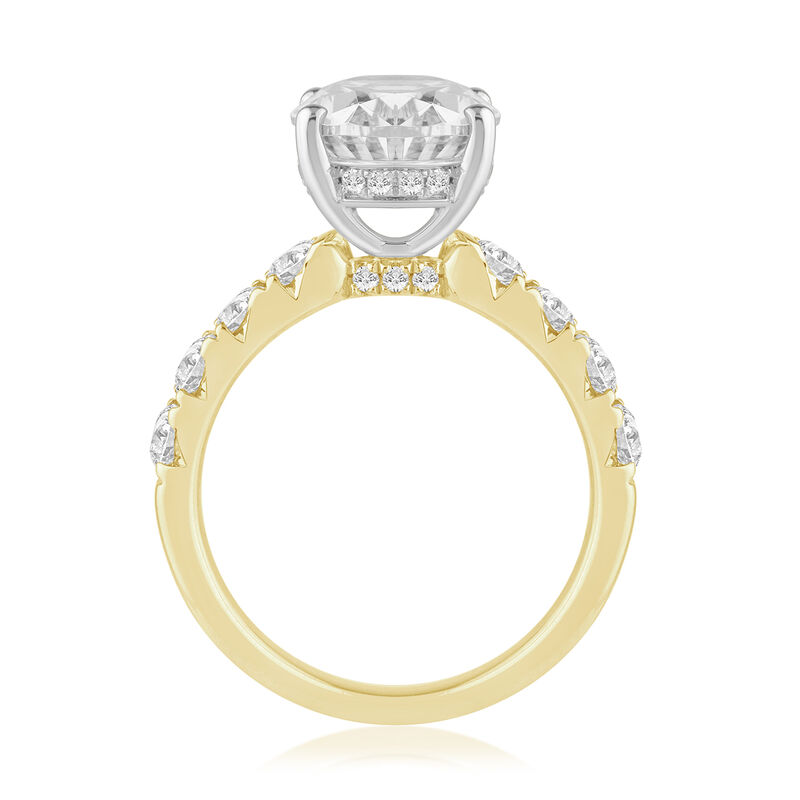 Oval-Cut Lab Grown 4.5ctw. Diamond Cathedral Engagement Ring in 14k Yellow Gold image number null